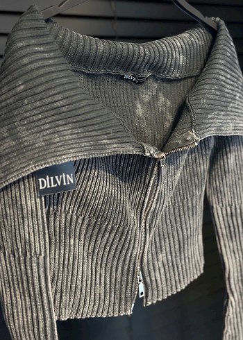 Kadın Triko Denim Fermuarlı Kazak - Görsel 2