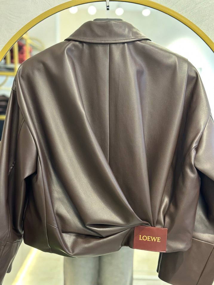 Loewe Kahverengi Deri Fermuarlı Ceket - Görsel 2