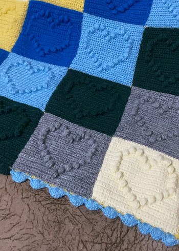 Renkli Kareli Örgü Çocuk Battaniyesi - Görsel 2