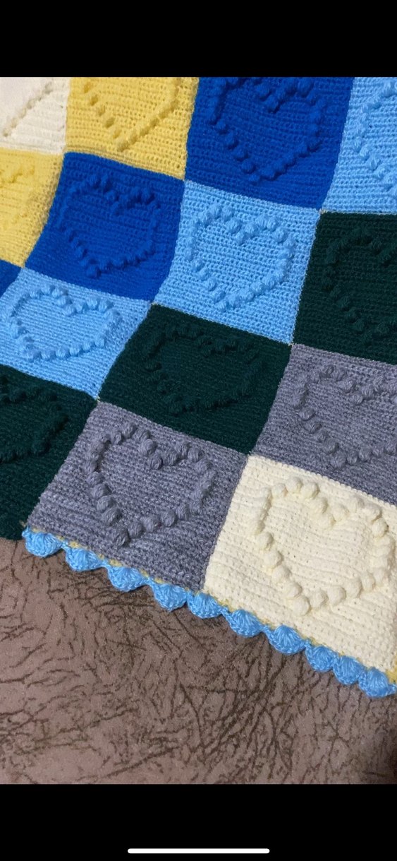 Renkli Kareli Örgü Çocuk Battaniyesi - Görsel 2