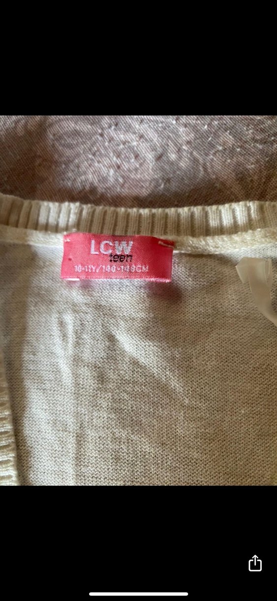 Bej Örgü Kısa Kollu V Yaka Hırka LCW - Görsel 2