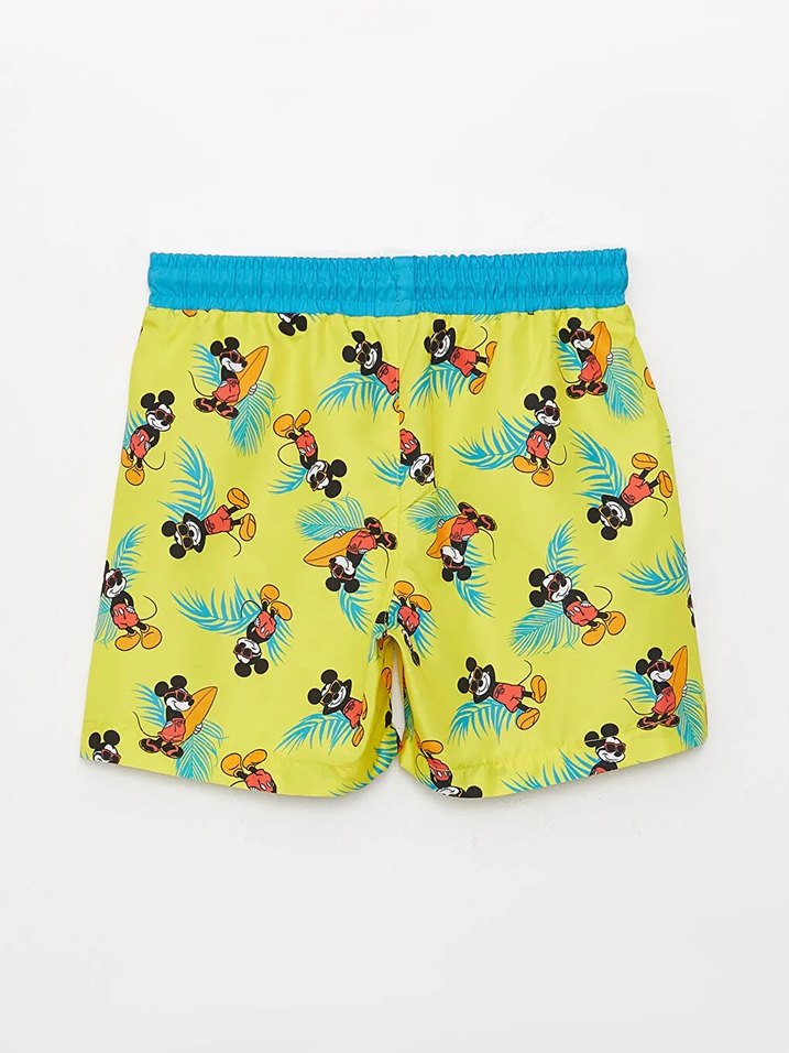LCW Sarı Mickey Baskılı Hızlı Kuruyan Uv Korumalı Deniz Şortu - Görsel 2