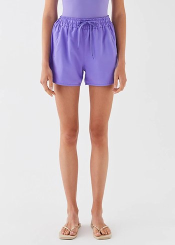 LCW DREAM Lila Beli Lastikli Desenli Kadın Deniz Şortu - Görsel 4