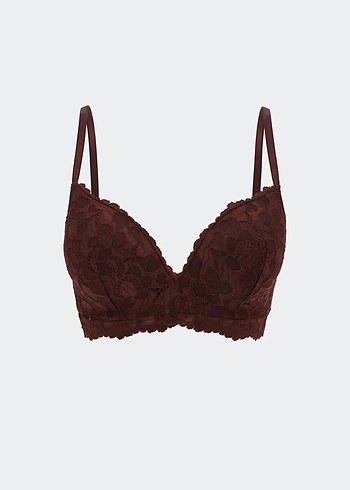 LCW DREAM Kahverengi Balensiz Dolgusuz Dantelli Üçgen Sütyen - Görsel 3