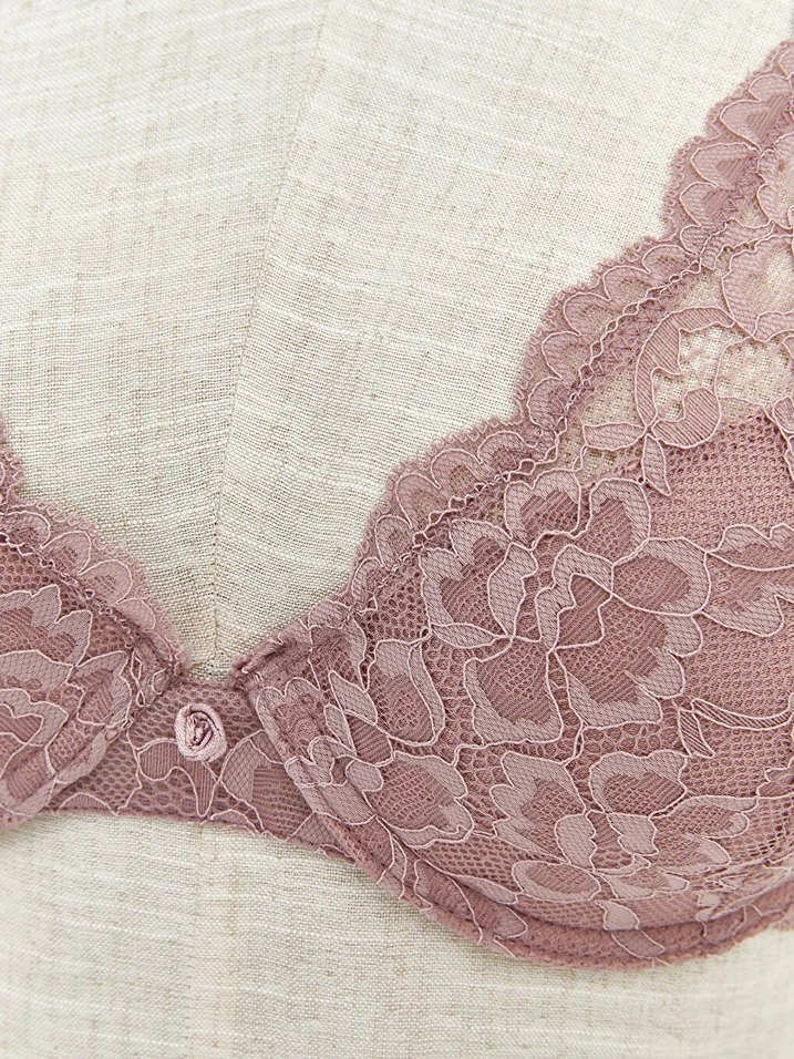 LCW DREAM Pembe Balenli Dolgusuz Dantelli Tişört Sütyen - Görsel 4
