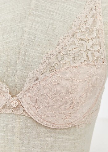 LCW DREAM Bej Balenli Dolgusuz Dantelli Tişört Sütyen - Görsel 2
