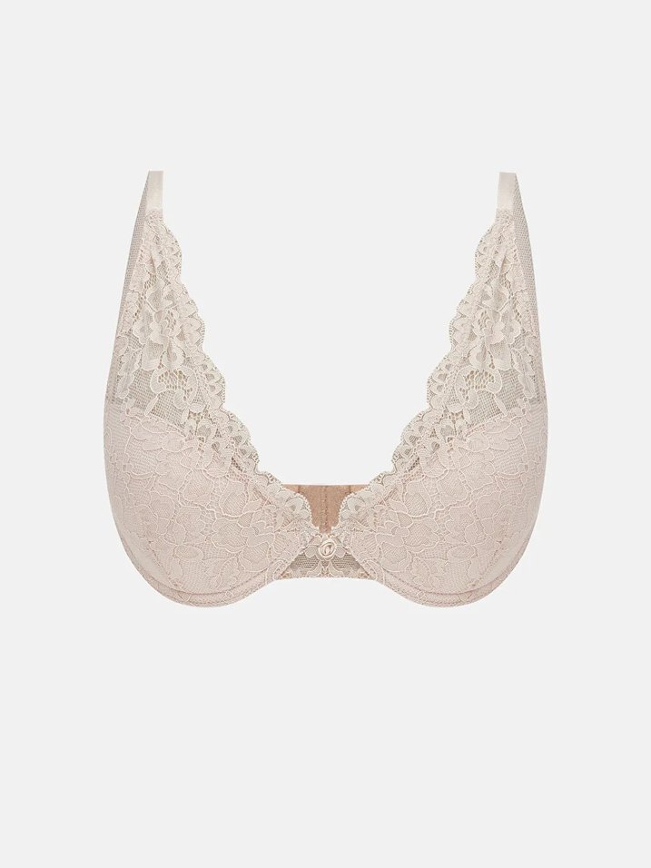 LCW DREAM Bej Balenli Dolgusuz Dantelli Tişört Sütyen - Görsel 3