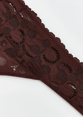 LCW DREAM Kahverengi Dantelli Tanga Külot - Görsel 5