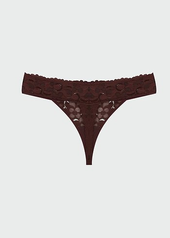 LCW DREAM Kahverengi Dantelli Tanga Külot - Görsel 4