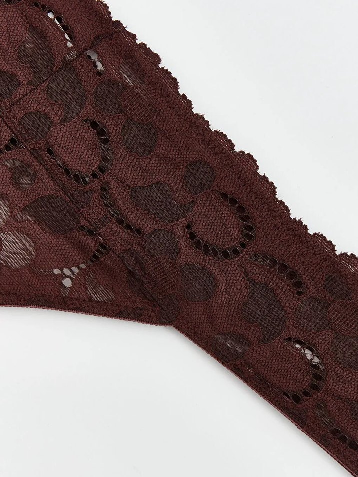 LCW DREAM Kahverengi Dantelli Tanga Külot - Görsel 5