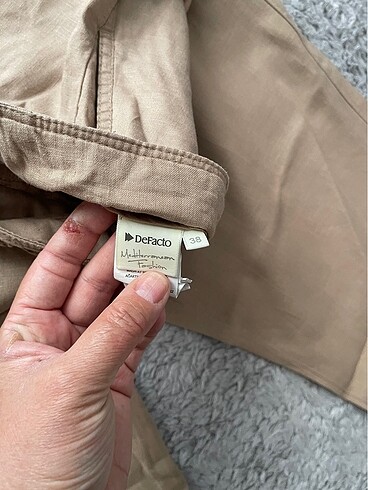 38 Beden camel Renk Şık spor bayan keten pantolon