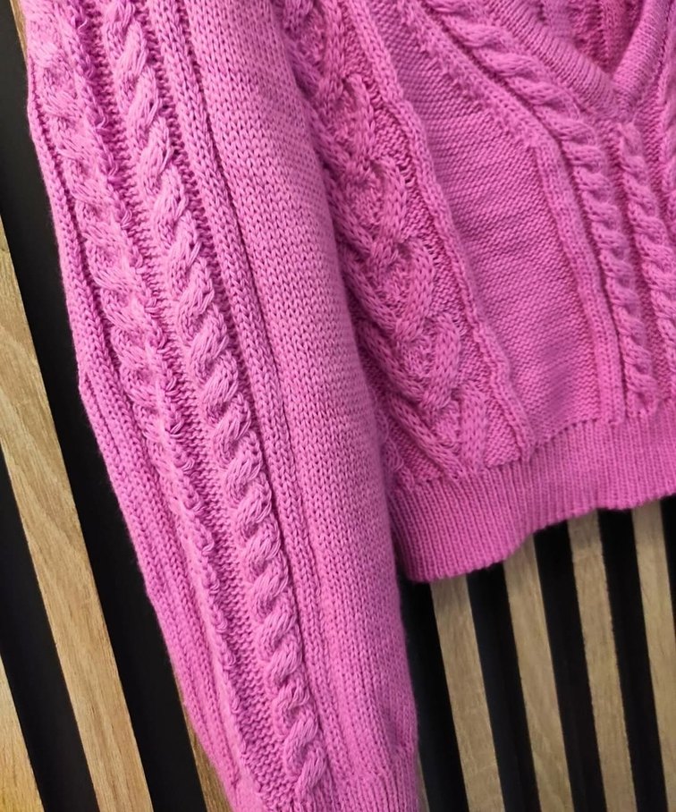 Pembe Örgü Boğazlı Kadın Kazak - Görsel 2