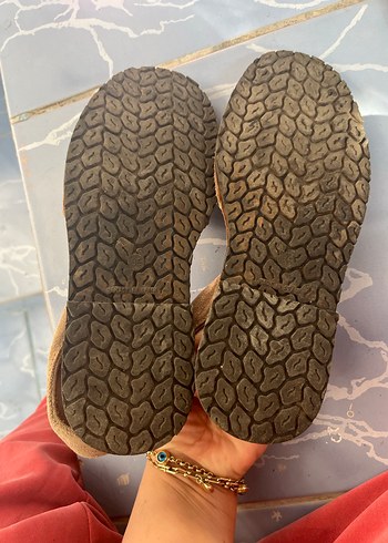 Bej Süet Kadın Dolgu Topuklu Sandalet - Görsel 2