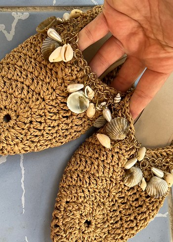 Bej Örgü Kadın Dolgu Topuk Terlik - Görsel 2