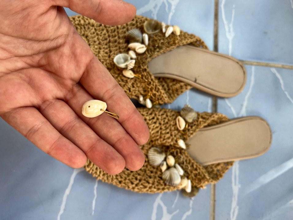 Bej Örgü Kadın Dolgu Topuk Terlik - Görsel 4