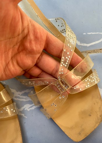 Bej Şeffaf Tokalı Stiletto Terlik - Görsel 3