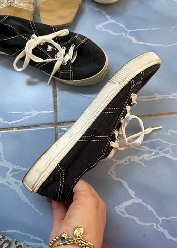 Siyah Bağcıklı Stiletto Topuklu Spor Ayakkabı - Görsel 4