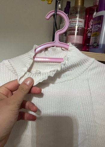 Beyaz Yarım Balıkçı Yaka Triko Kadın Kazak - Görsel 3