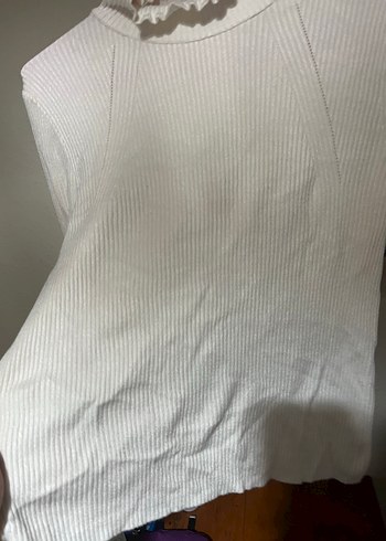 Beyaz Yarım Balıkçı Yaka Triko Kadın Kazak - Görsel 2