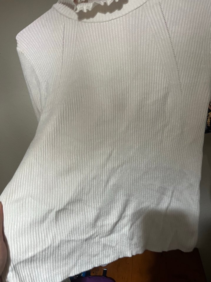 Beyaz Yarım Balıkçı Yaka Triko Kadın Kazak - Görsel 2