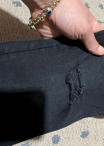 Düz Siyah Kadın Denim Pantolon - Görsel 5