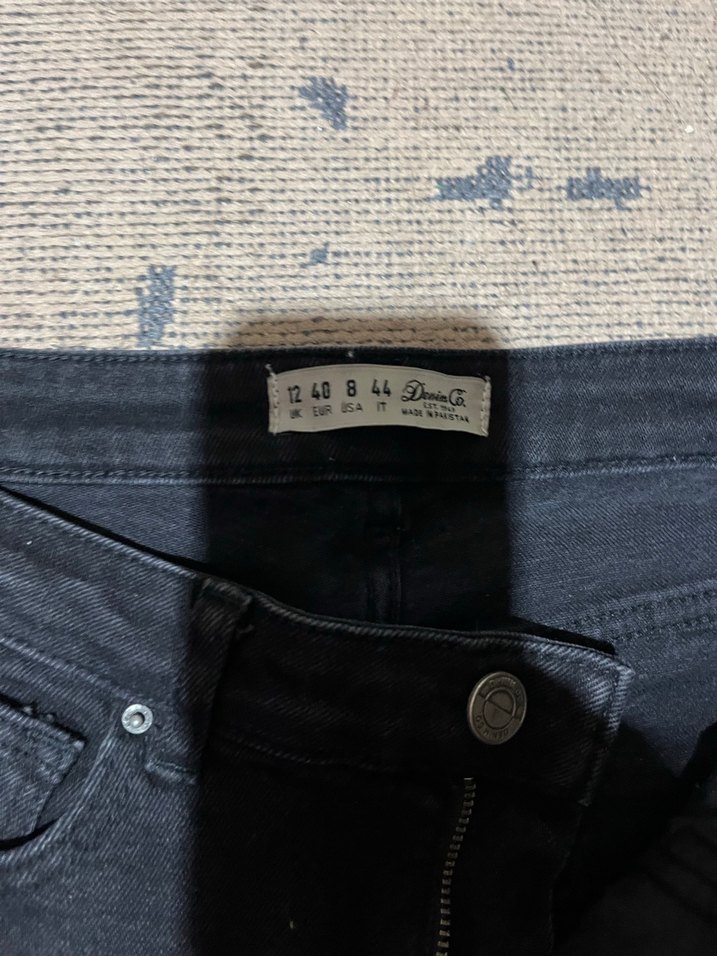 Düz Siyah Kadın Denim Pantolon - Görsel 3