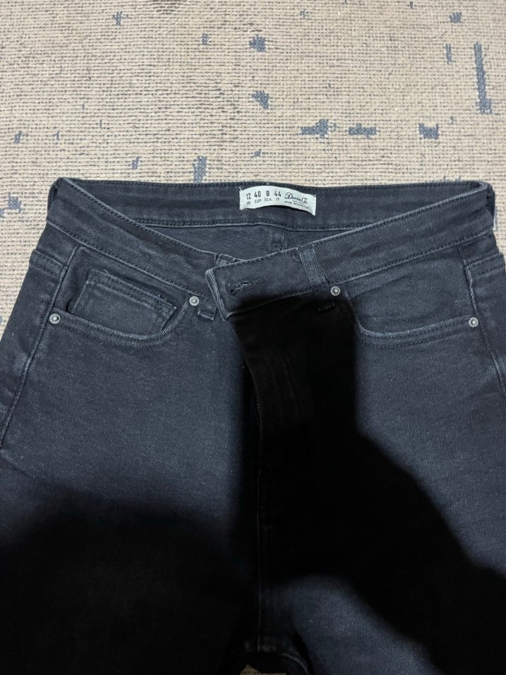 Düz Siyah Kadın Denim Pantolon - Görsel 2