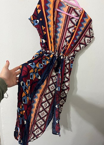 Bohem Çok Renkli Uzun Kimono - Görsel 2