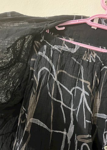 Drapeli Siyah Bağlama Desenli Hamile Bluzu - Görsel 2