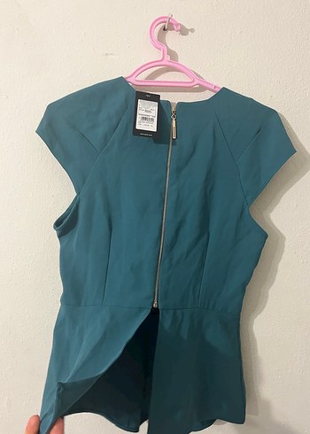 Kemerli V Yakalı Kolsuz Mavi Bluz - Görsel 4