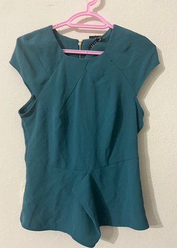 Kemerli V Yakalı Kolsuz Mavi Bluz - Görsel 5