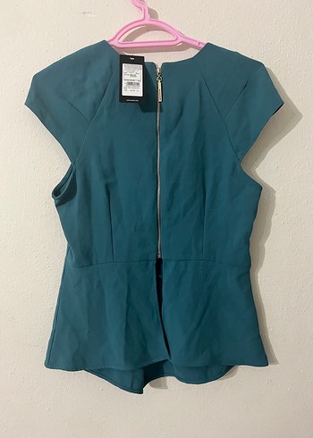 Kemerli V Yakalı Kolsuz Mavi Bluz - Görsel 3