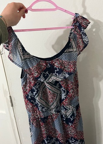 Uzun Bağlama Desenli Bohem Elbise - Görsel 6