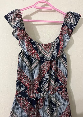 Uzun Bağlama Desenli Bohem Elbise - Görsel 5