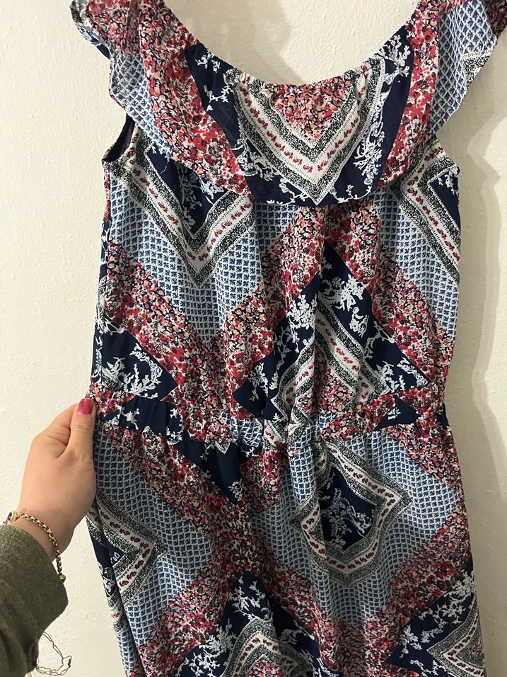 Uzun Bağlama Desenli Bohem Elbise - Görsel 2