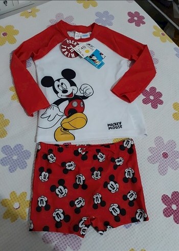 Mickey Mouse Baskılı Erkek Çocuk Mayo Takımı - Görsel 2