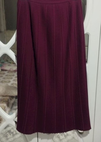 Bordo Kız Triko Kazak Pilili Etek - Görsel 3