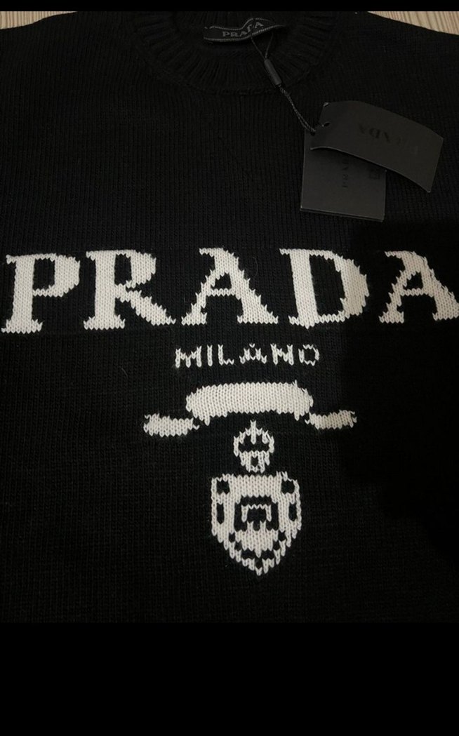Prada Siyah Erkek Örme Sweatshirt - Görsel 2
