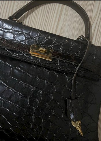 Kahverengi Yılan Derisi Desenli Deri Kadın Çanta - Görsel 2