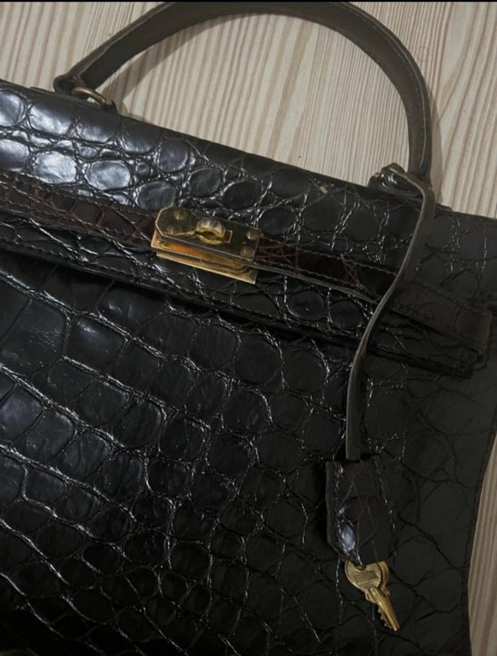 Kahverengi Yılan Derisi Desenli Deri Kadın Çanta - Görsel 2