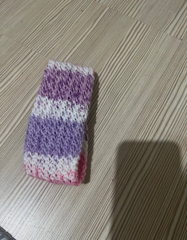 Pembe Örgü Çiçekli Saç Bandı - Görsel 3