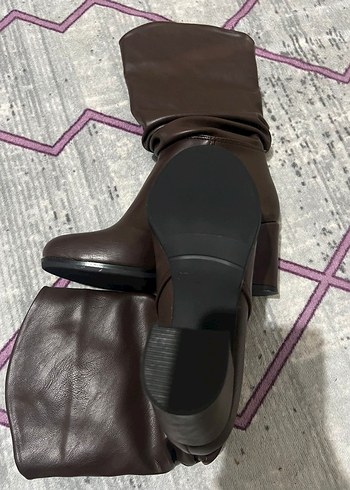 Kadın Kahverengi Deri Dizüstü Bot - Görsel 3