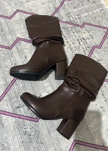 Kadın Kahverengi Deri Dizüstü Bot - Görsel 4