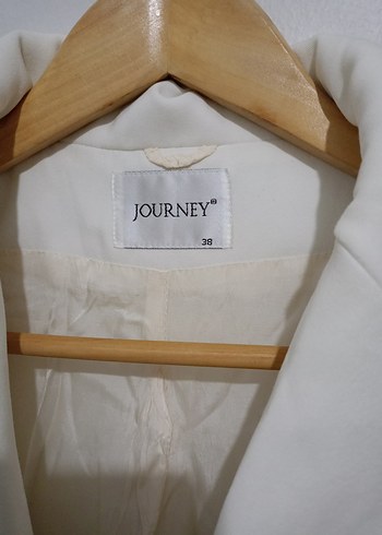 Düğmeli Beyaz Kadın Blazer Ceket - Görsel 3