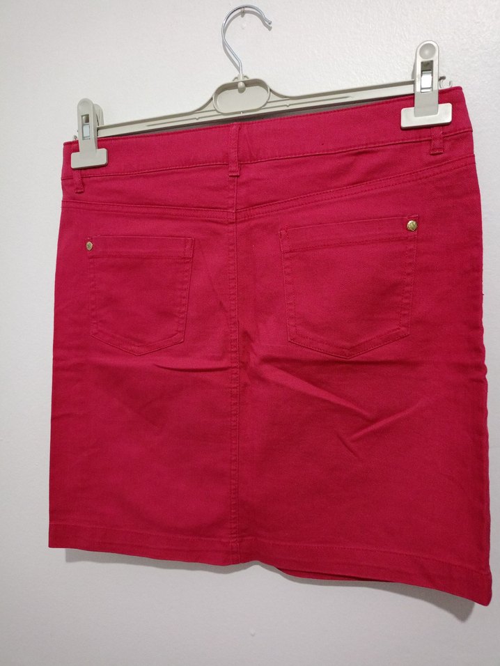 Düğmeli Kısa Pembe Mini Etek - Görsel 3