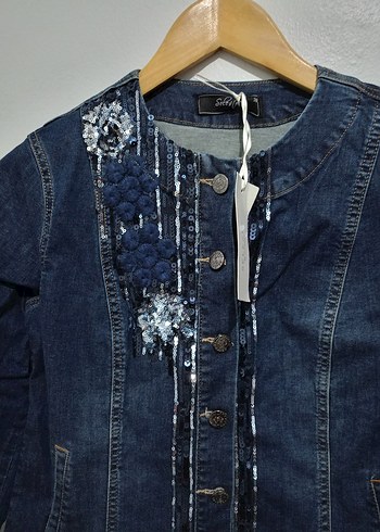 selesta Nakışlı Düğmeli Kadın Kot Ceket - Görsel 2