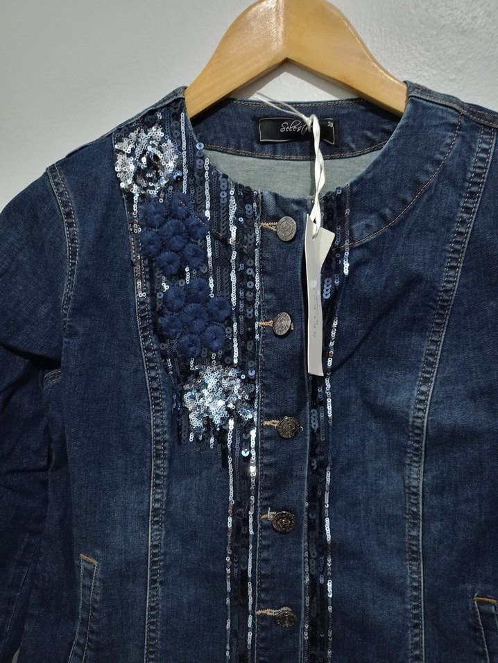 selesta Nakışlı Düğmeli Kadın Kot Ceket - Görsel 2