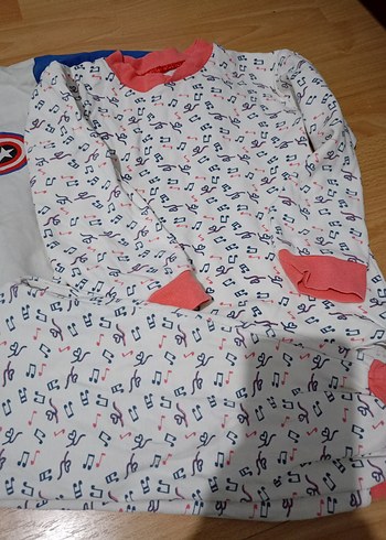 24-36 Ay Beden gri Renk Renkli Desenli Kısa Kollu Erkek Pijama Takımı