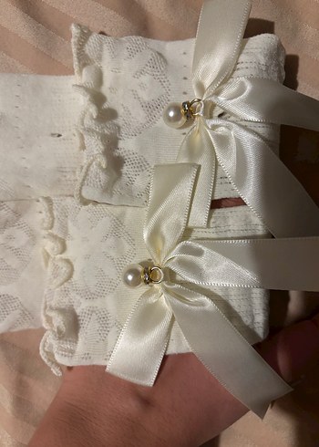 Beyaz Kolluk İnci Ve Kurdele Detaylı - Görsel 4