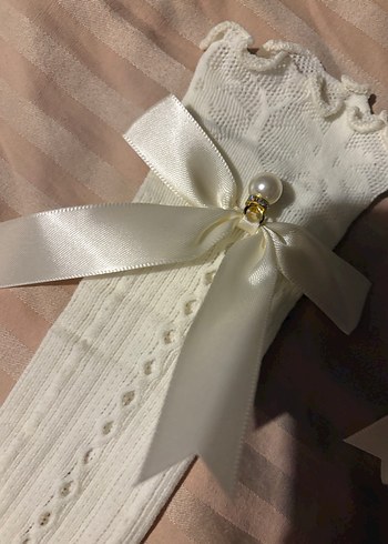 Beyaz Kolluk İnci Ve Kurdele Detaylı - Görsel 2